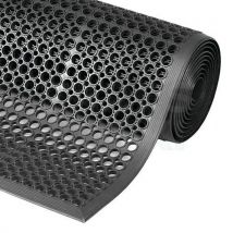 Versatile black rubber anti-fatigue mat bevelled 91x594 cm