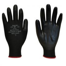 Size 10 Black Matrix P Nylon Grip Gloves 12 Pairs by Polyco