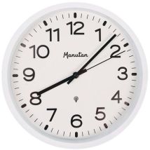 Manutan white radio-controlled analogue wall clock dia 30 cm
