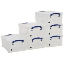 9L Really Useful Storage Boxes - Pack of 6 - Transparent Plastic