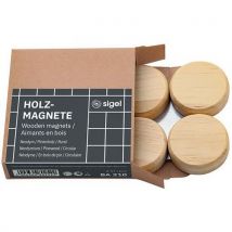 Round wooden magnets - 33 mm - pack of four - natural - sigel