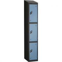 Ocean black frame sloping top 3 door locker 1930x305x305mm