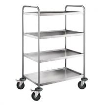 Stainless steel trolley with 4 shelves weight: 21 kg overall height: 129 mm