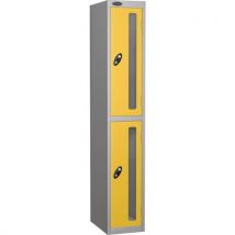 Yellow 2 door flat top vision panel locker 1780x305x305mm