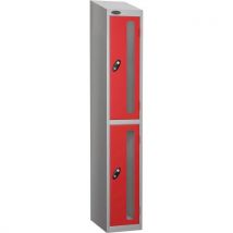 Red 2 door sloping top vision panel locker 1930x305x305mm