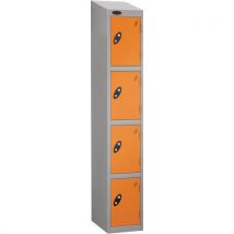 Orange silver frame sloping top 4 door locker 1930x305x305mm
