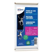 Recycled badge lanyard with double carabiner - black