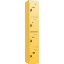 Yellow 4-door vintage locker - 1800x300x450mm - hasp lock