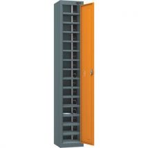 Grey/orange 1 door 15 tier powered tablet locker - 2 usbs