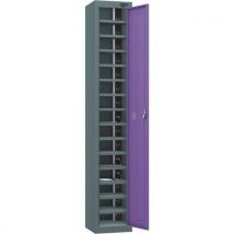 Grey/violet 1 door 15 tier powered tablet locker - 2 usbs