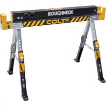 Folding steel adjustable sawhorse & pipe rack-roughneck colt