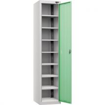 Silver/mint 1 door 8 tier powered laptop locker - 2 usbs