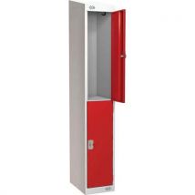 Red 2tier locker - 1800x300x450mm - sloping top+ hasp lock