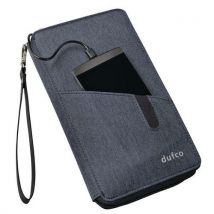Travel wallet with external battery - blue jean