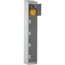 Dark grey 5 tier hasp locker - 1800x300x450mm - sloping top