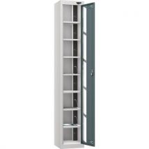 Silver/grey 1 vision door 8 tier tablet locker - 2 usbs