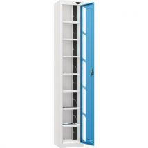 White/blue 1 vision door 8 tier tablet locker - 2 usbs