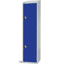 Dark blue coin return 2 door sloped locker - 1950x450x450mm