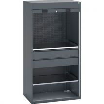 Bott - All dark grey h/duty roller shutter cupboard with 2 drawers