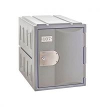 Plastic 1-door grey locker - hasp lock - hxwxd 460x385x500mm