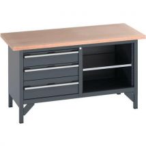 Bott - All dark grey workbench 3 draw+ 2 shelves mpx top 840x1500