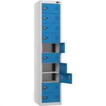 Silver/dark blue powered laptop locker - 10 doors - 2 usbs