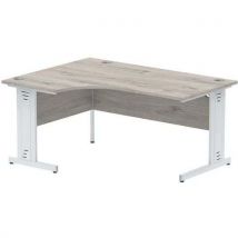 Left crescent desk - grey -white cable leg w 180 cm -impulse