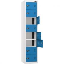 White/dark blue powered laptop locker - 8 doors - 2 usbs