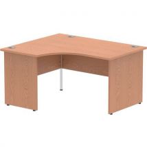 Left crescent desk - oak - panel leg - w 140 cm - impulse