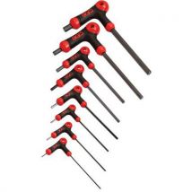 Set of eight allen keys with l-shaped handle 2 to 10 mm