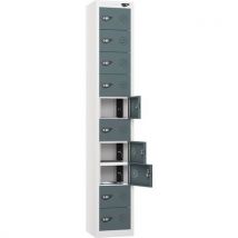 White/grey powered tablet locker - 10 doors - 2 usbs