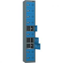 Grey/blue powered tablet locker - 10 doors - 3-pin plug