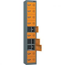 Grey/orange powered tablet locker - 10 doors - 3-pin plug