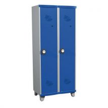 Dirty industry one-piece locker on feet 2 columns w800 x h1925 x d500 combination lock grey/blue