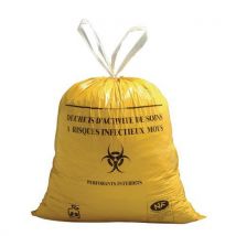 Bin bag for biohazardous waste yellow 110 l drawstrings