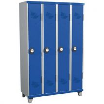 One-piece clean industry locker on feet 4 columns w1200xh1915xd500 with code lock grey/blue