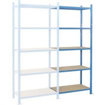 Combi-plus tubular shelving add-on kit with chipboard covers 5 levels 2000x1010x400