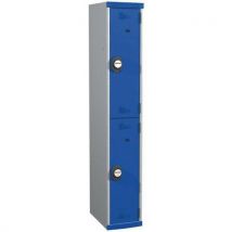 One-piece locker 1 column 2 compartments h1800xw300xd500 keypad lock grey/blue