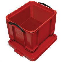 Really Useful Products - Red plastic 35-l storage container + lid
