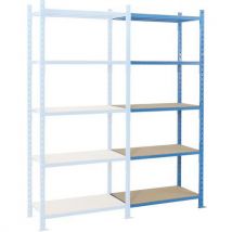 Combi-plus tubular shelving add-on kit with chipboard covers 5 levels 2000x1260x500