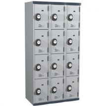 Monobloc locker with 3 columns of 4 compartments h1800xw900xd500 code lock light grey