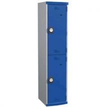 One-piece locker 1 column 2 compartments h1800xw400xd500 keypad lock grey/blue