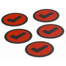 Red magnets with tick icon - dia. 50 x 0.85 mm