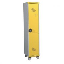 Dirty industry one-piece locker on feet 1 column w400 x h1925 x d500 lockable with key grey/yellow