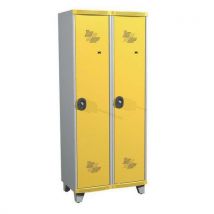 Dirty industry one-piece locker on feet 2 columns w800 x h1925 x d500 lockable with key grey/yellow