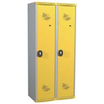 Dirty industry one-piece locker on base 2 columns w800 x h1800 x d500 padlockable grey/yellow