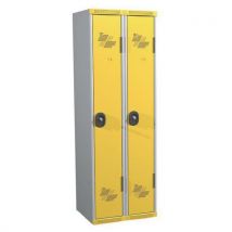 Clean industry one-piece locker on base 2 columns w600 x h1800 x d500 lockable with key grey/yellow