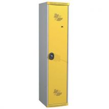Dirty industry one-piece locker on base 1 column w400 x h1800 x d500 lockable with key grey/yellow