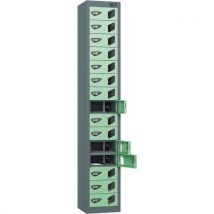 Grey/mint powered tablet locker - 15 vision doors - 2 usbs