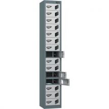 Grey/silver powered tablet locker - 15 vision doors - 2 usbs